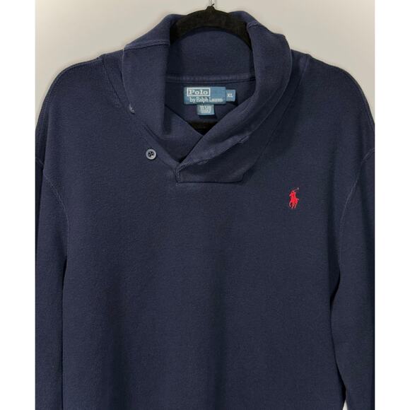 VTG Polo Ralph Lauren Crowl Neck Navy Sweater Casual Preppy Men's Size XL - Picture 1 of 10